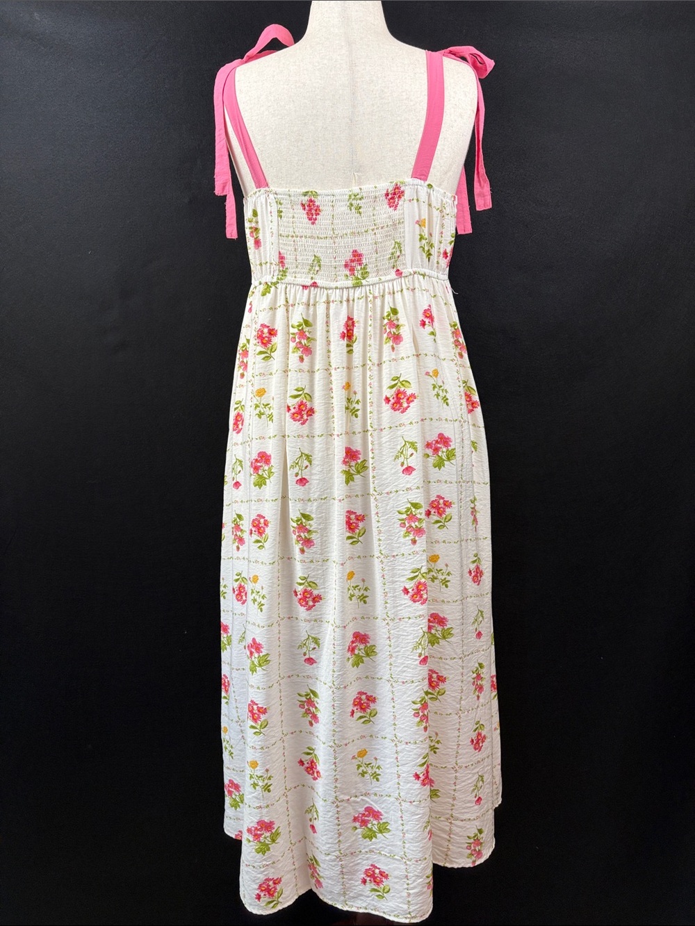 Perch by Blu Pepper White Floral Maxi Summer Dress with Pink Tie Straps 1X 14-16 - Picture 4 of 10